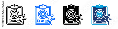 Photos Execution Plan Icon Set Multi Style Vector Illustration