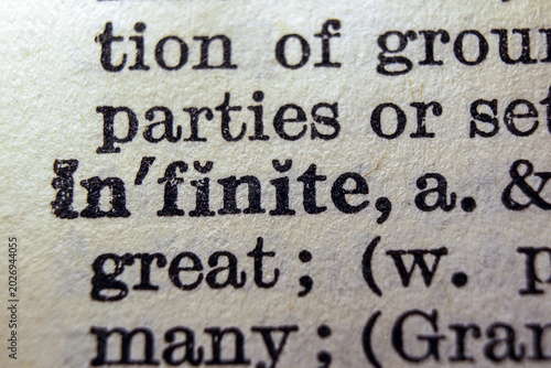 Картината върху платно Word infinite on dictionary page, macro close up