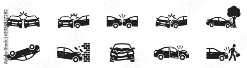 Fotografie Car accident icon set