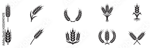 Photos Wheat ears icon set