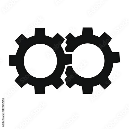 Two interlocked gears, one with a broken tooth