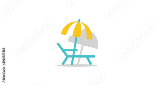 Beach chair with umbrella icon.