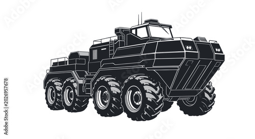Canvas-taulu Rugged 8x8 All-Terrain Expedition Truck Vector Illustration