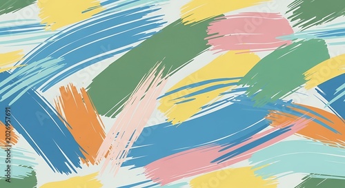 Abstract Seamless Pattern with Colorful Paint Brush Strokes and Artistic Splashes for Textile and Background Design