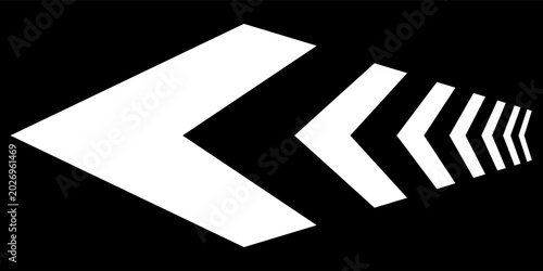 Dynamic moving arrow symbol. Arrow dynamic symbol. Speed, fast arrows symbols set elements. Chevron arrow icon. vector illustration eps 888.