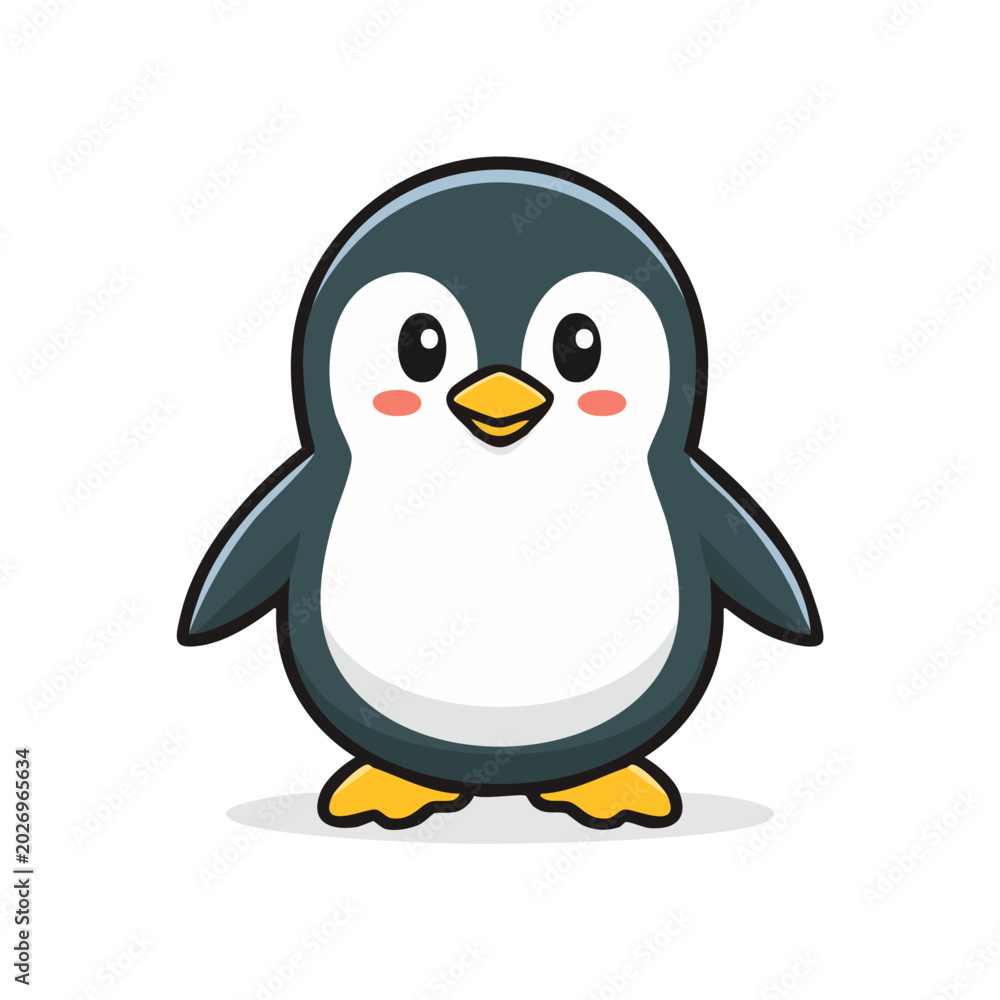 Fototapeta premium Cute Cartoon Penguin Standing Vector Illustration
