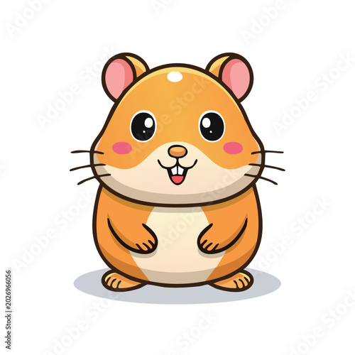 Cute Cartoon Orange Hamster Sitting Vector Illustration