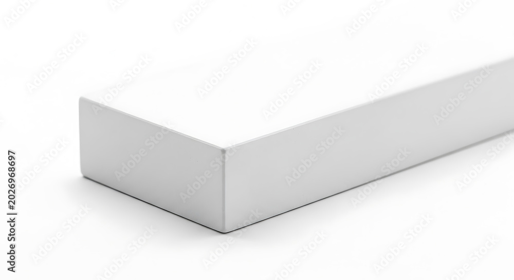 Naklejka premium Minimalist white geometric shape with beveled edges on transparent background
