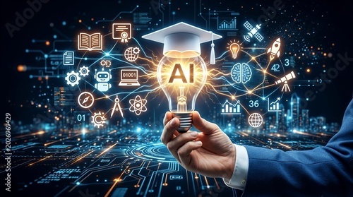 Artificial intelligence in education and future learning concept