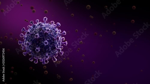 Hantavirus Particle with Copy Space Area on Dark Purple Background - Loop Animation