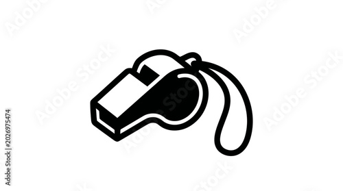 Photos Whistle with Lanyard Minimalist Vector Icon