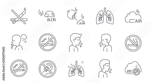 Foto Smoking Cessation and Respiratory Health Icon Set