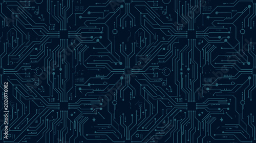 Canvastavla Simple technology pattern background, flat vector circuit lines and digital node