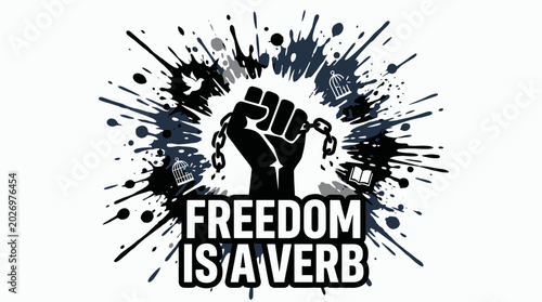 Bilde på lerret Fist with broken chain freedom symbol.