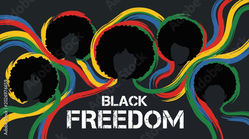 Fotografía Black Freedom Movement Afro Text.