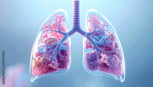 Human lungs anatomy medical illustration.