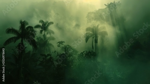Misty rainforest palms