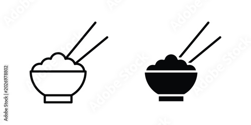 Tablou pe pânză Rice bowl icon for apps and websites. Vector symbols