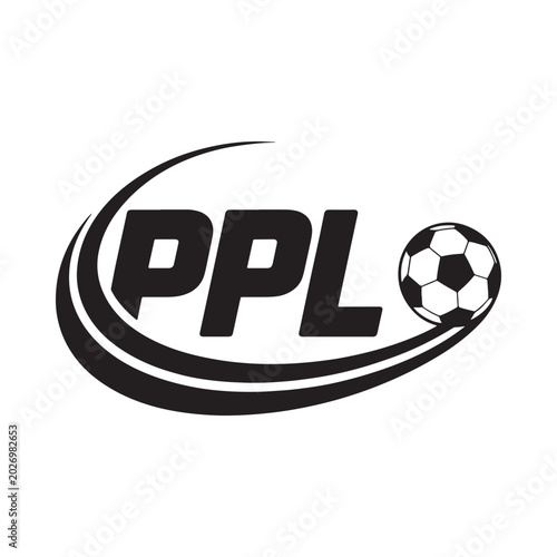Tablou pe pânză Soccer ball and text logo black and white graphic