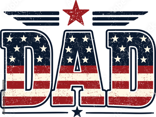 Foto Patriotic Dad USA Flag Father’s Day T-Shirt Design With Stars Stripes And Distre