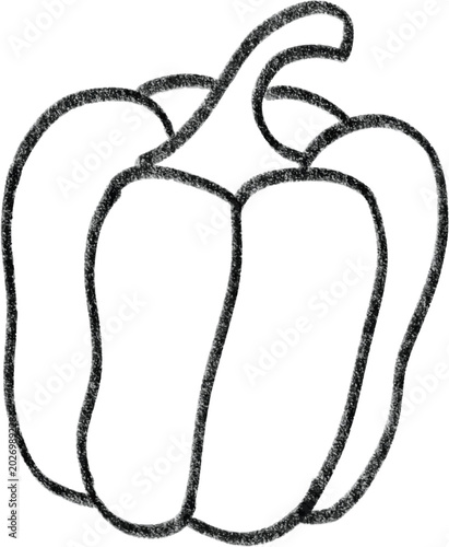 Hand drawn red pepper line art
