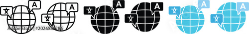 Photos Language translation icon collection with global communication concept in modern editable vector style
