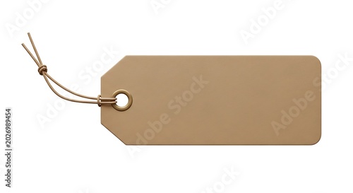 Empty beige tag with attached string for labeling or packaging