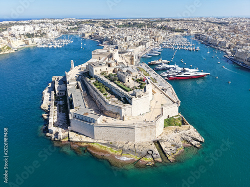 Drone view at Vittoriosa on Malta
