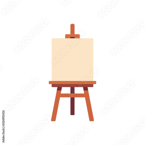 Foto Wooden easel with blank canvas for painting artwork, colorful illustration
