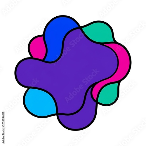 Abstract, organic shape with vibrant, flowing color blobs
