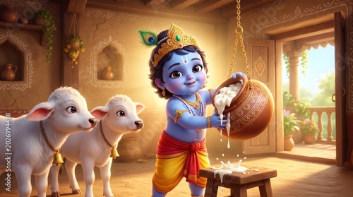 Baby Krishna Makhan Chor,Divine & Playful Wall Art ,Janmashtami