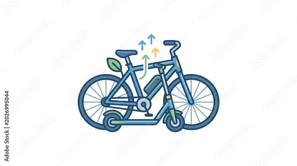 Fototapeta premium Electric Bicycle and Scooter Hybrid Concept Illustration.