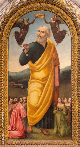 Assisi - The renaissance painting in stucco of St. Joseph in Cathedral San Rufino by Berto di Giovanni (1475 - 1529).