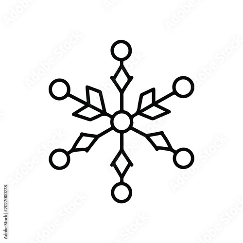 Decorative Snowflake Outline Vector Design