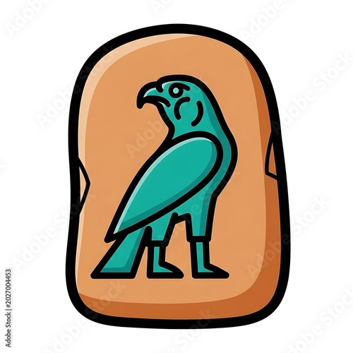 Ancient Egyptian falcon hieroglyph on a stone tablet