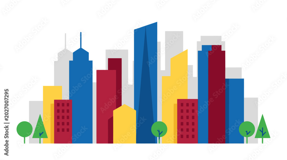 Obraz premium Colorful City Skyline Vector Illustration