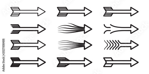 Bild auf Leinwand Collection of various decorative arrow designs with stylized tail and fin details for projects