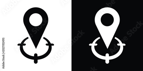 Schilderij op canvas Target location pin icon vector illustration