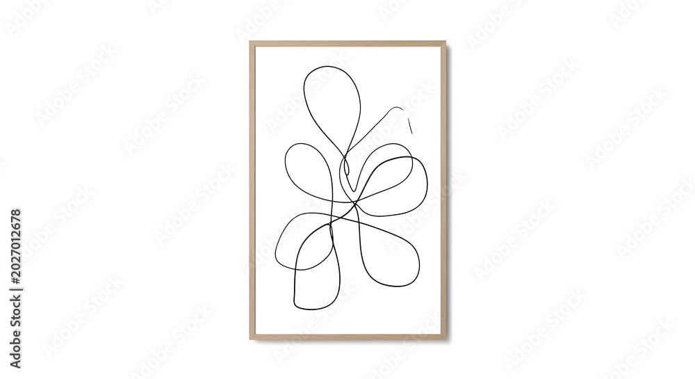 Fototapeta premium Black line in a wooden frame isolated on a transparent background