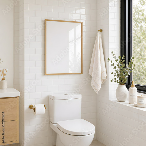 Bathroom Frame Mockup with Natural Light and Clean Spa Interior Styling