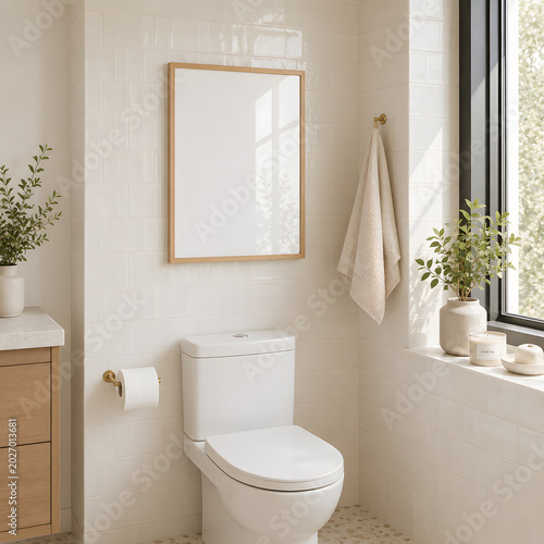 Bathroom Frame Mockup with Natural Light and Clean Spa Interior Styling