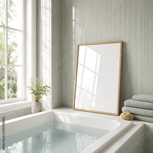 Bathroom Frame Mockup with Natural Light and Clean Spa Interior Styling