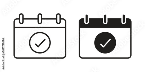 Cuadro en lienzo Calendar check icon with editable stroke and solid design vectors