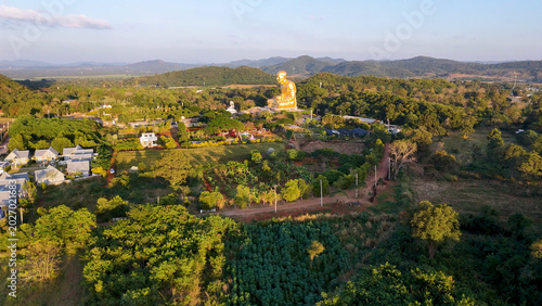 Billede på lærred Aerial View of Luang Por Toh Golden Buddha Statue in Nakhon Ratchasima