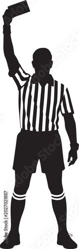 Photos Silhouette of a professional sports referee wearing a striped uniform holding up