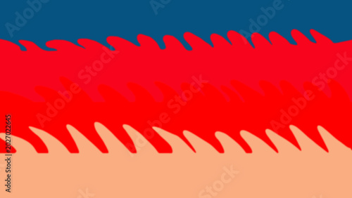 Bild auf Leinwand Abstract red and orange wavy texture on gradient sky background with smooth curv
