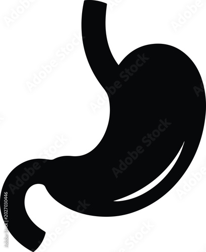Foto Stylized Black Silhouette of Human Stomach Organ.