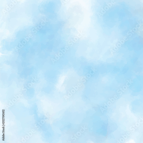 Soft blue watercolor texture with subtle white cloud-like patterns, creating a serene and ethereal background for various design applications.