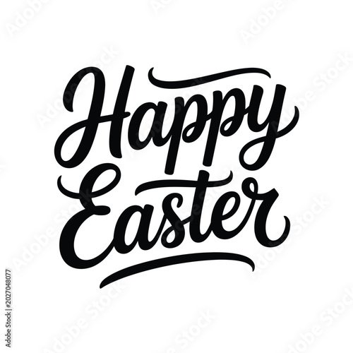 Foto Happy easter lettering black and white hand drawn calligraphy