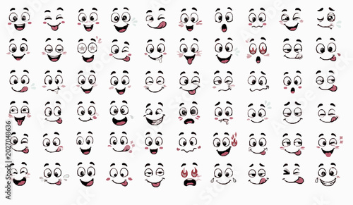 Food Mascot Expression Icons Pack with Isolated Funny Eyes, Mouths, Brows, Smiles, Reaction Faces and Playful Cartoon Emotion Design Elements